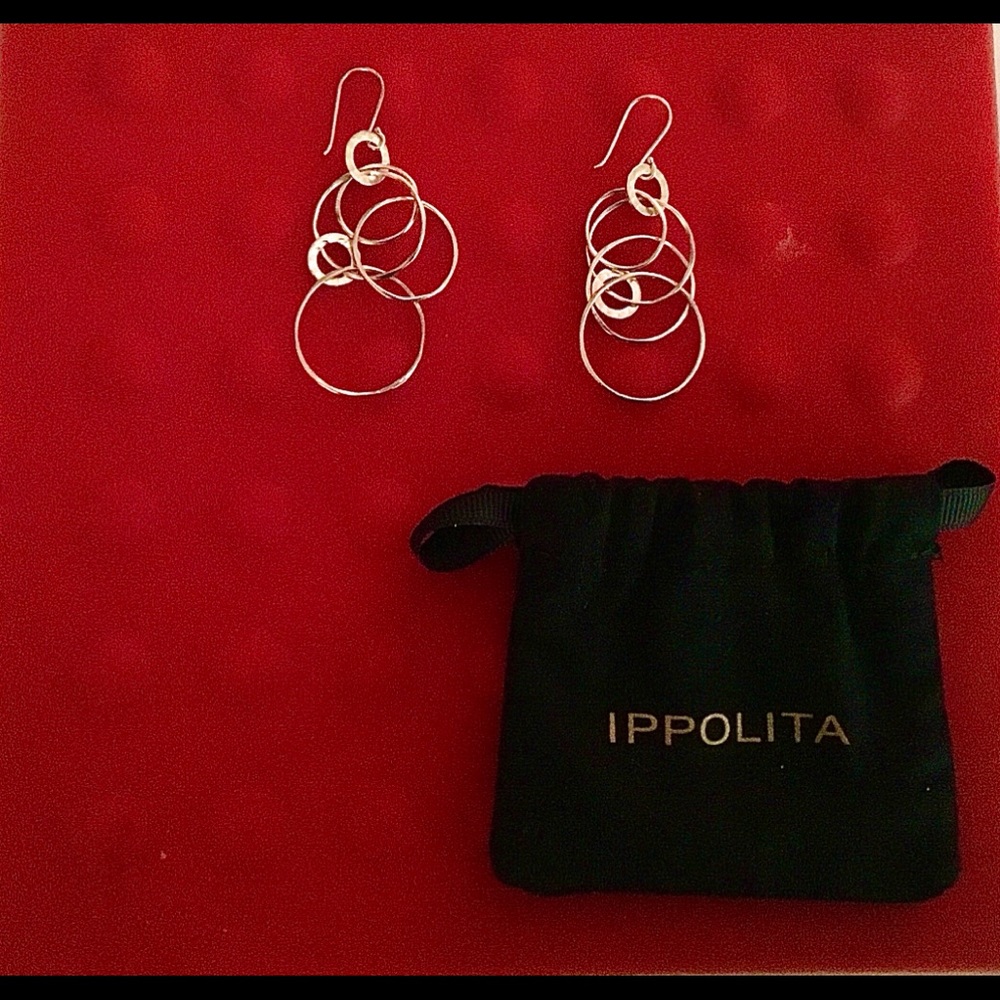 Genuine IPPOLITA Hammered Sterling JetSet Earrings